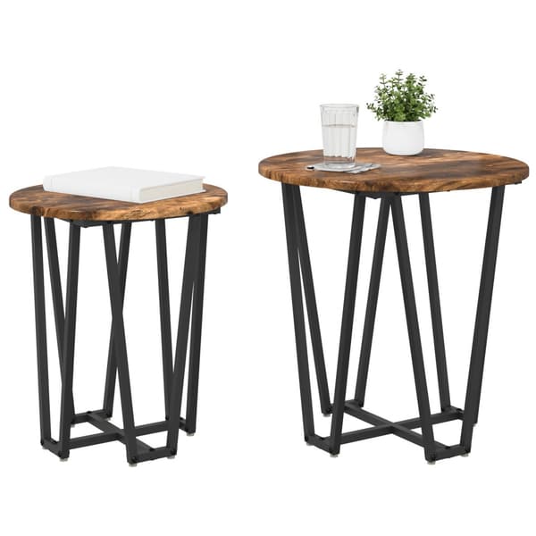 Sidobordsset 2 pcs Rökt Ek och Svart