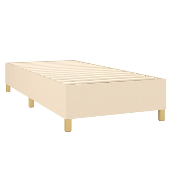 Ramsäng med madrass & LED gräddvit 90x190 cm tyg