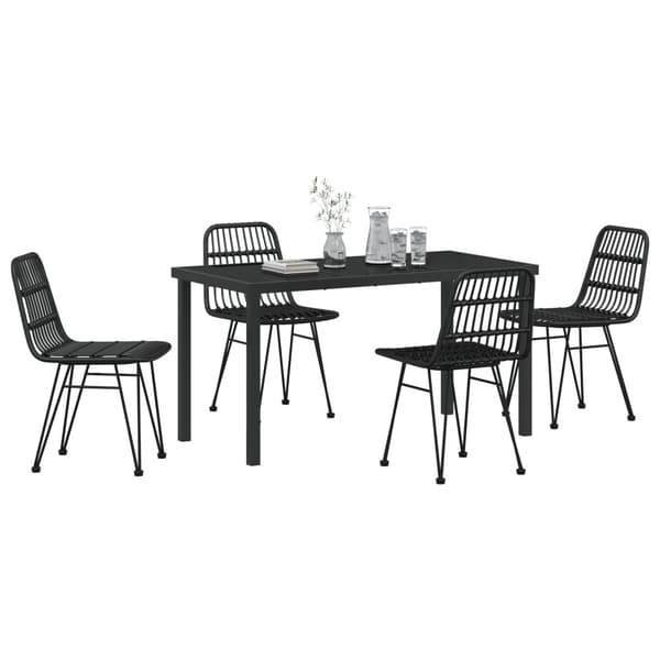 Trädgårdsmöbelset 5 pcs Svart Pulverlackerat stål
