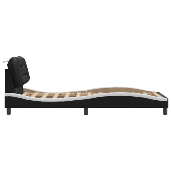 Bed Frame with LED without Mattress "Hvar" Black and White 80x200 cm