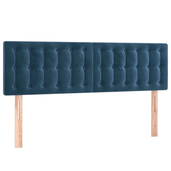 Ramsäng med madrass mörkblå 140x200 cm sammet
