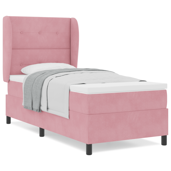 Bäddfjäder med huvudgavel Rosa 200 x 80 cm Sammet