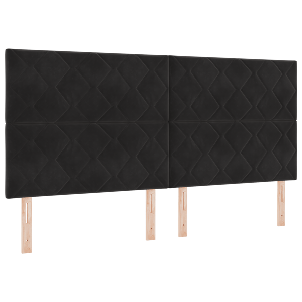 Bäddfjäder med LED-ljusslingor Svart 200 x 200 cm Sammet