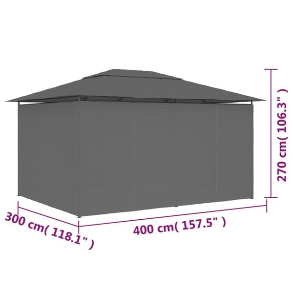 Paviljong med draperier 4x3 m antracit