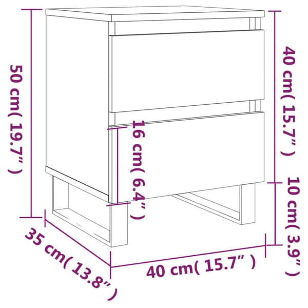 Sängbord 2 st vit 40x35x50 cm konstruerat trä