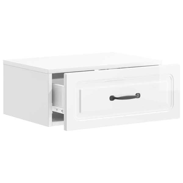 Väggmonterat Sängbord 2 pcs Vit högglans 49 x 34,5 x 20 cm