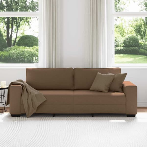 3-sitssoffa brun 220x77x82 cm tyg