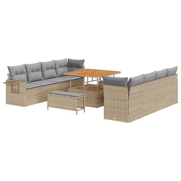 Trädgårdsoffset 11 st Beige Poly rattan