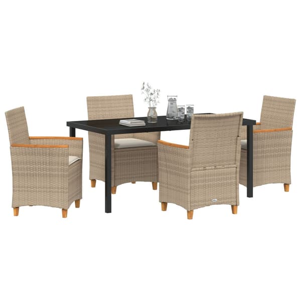 Trädgårdsmöbelset 5 pcs Beige konstrotting