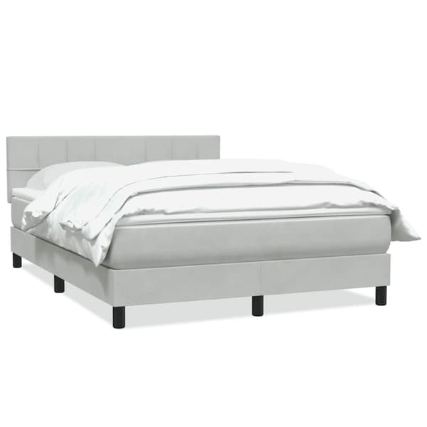 Ramsäng med madrass ljusgrå 160x220 cm sammet
