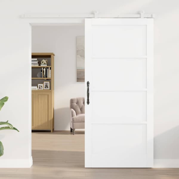 Skjutdörr 93 x 202 cm Konstruerat trä Vit