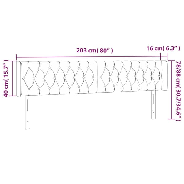 Sänggavel LED mörkblå 203x16x78/88 cm sammet