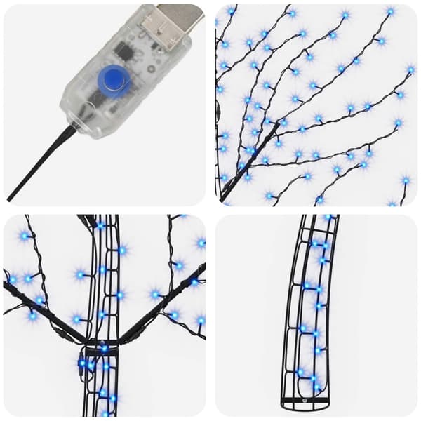 LED-julgran för vägg 150 cm 140 LED-lampor Blå Stål Svart