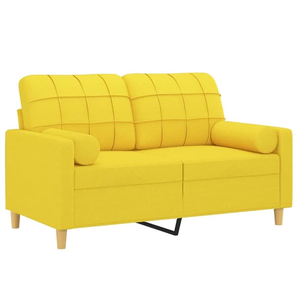 2-sits soffa med prydnadskuddar ljusgul 120 cm tyg