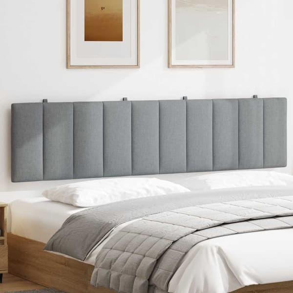Headboard Cushion "Hanko" Light Grey 200 cm Fabric