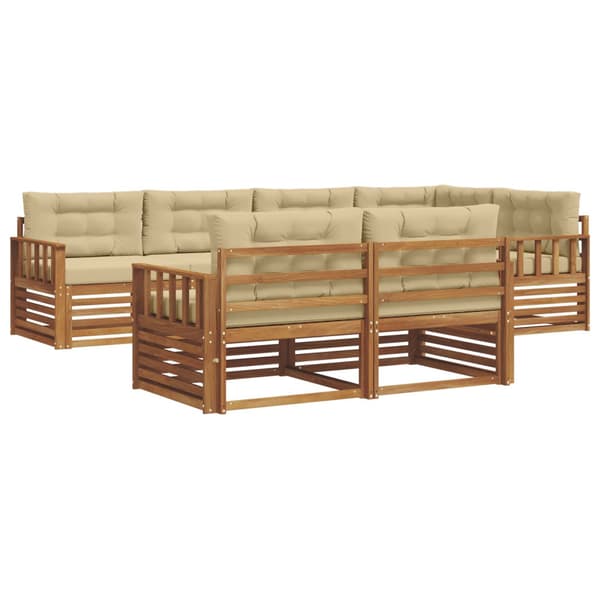 Utomhussoffset med kudde 7 pcs Naturlig och Beige