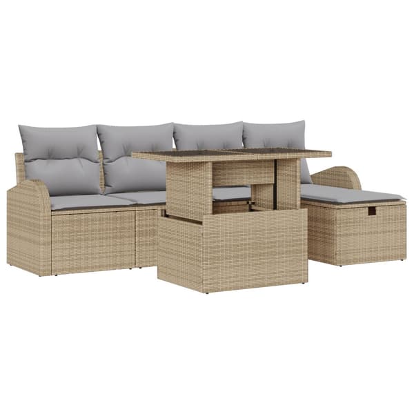 Trädgårdsoffset 6 st Beige konstrotting