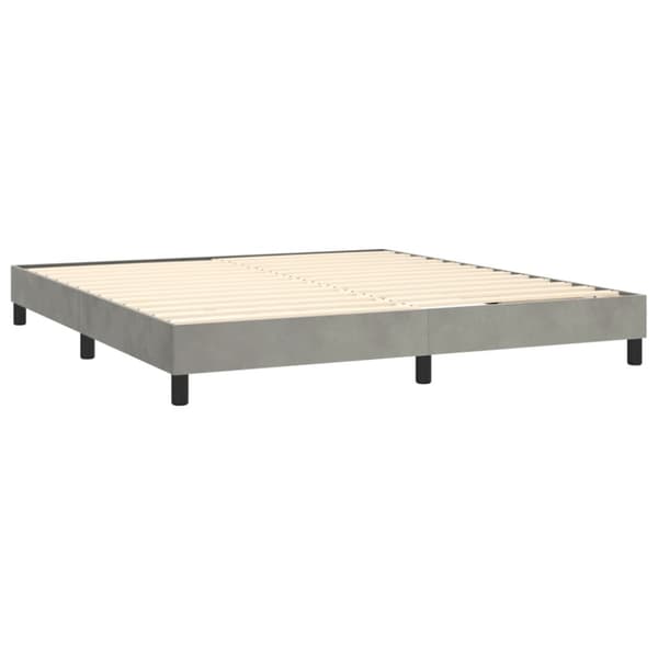 Ramsäng med madrass ljusgrå 160x200 cm sammet