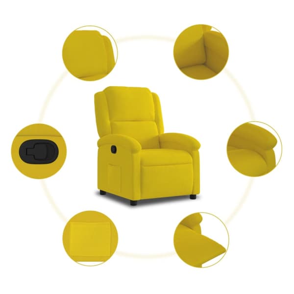 Reclinerfåtölj gul sammet