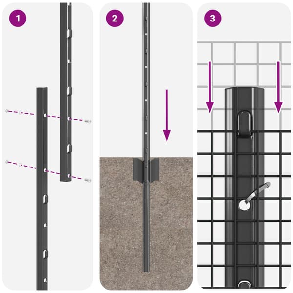 Svetsat trådgeller med stolpar 50 x 1,2 m PVC-belagda stål Grå