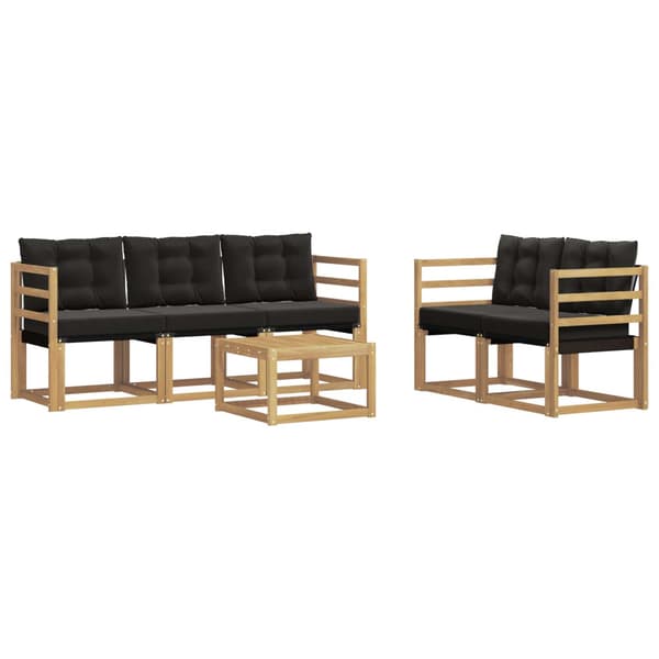 Utomhussoffset med kudde 6 pcs Vit och svart