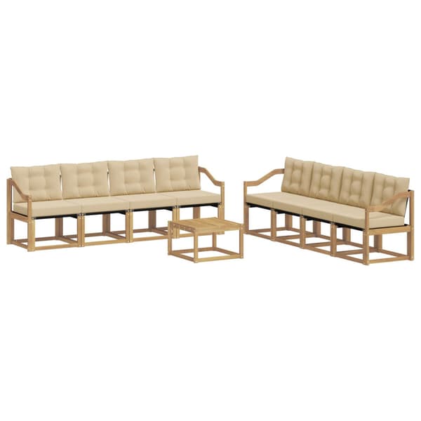 Utomhussoffset med kudde 9 pcs Vit och Beige