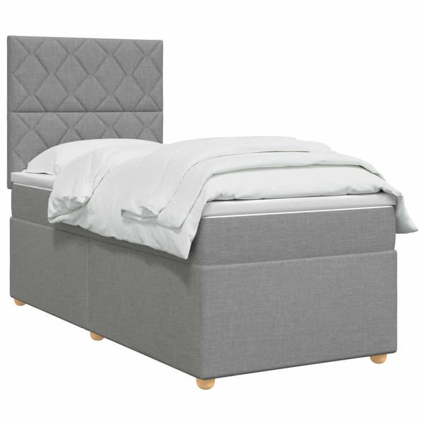 Kontinentalsäng med madrass Ljusgrå 100 x 200 cm Tyg