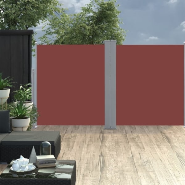 Infällbar sidomarkis brun 140x600 cm