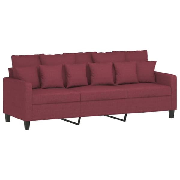 3-sitssoffa med fotstöd vinröd 180 cm tyg