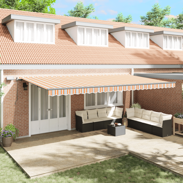Utfällbar markis Flerfärgsdesign 600 × 300 cm tyg