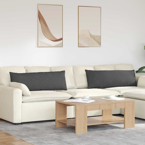 Sofakuddar 2 pcs Mörkgrå 120 x 40 cm Kordread tyg