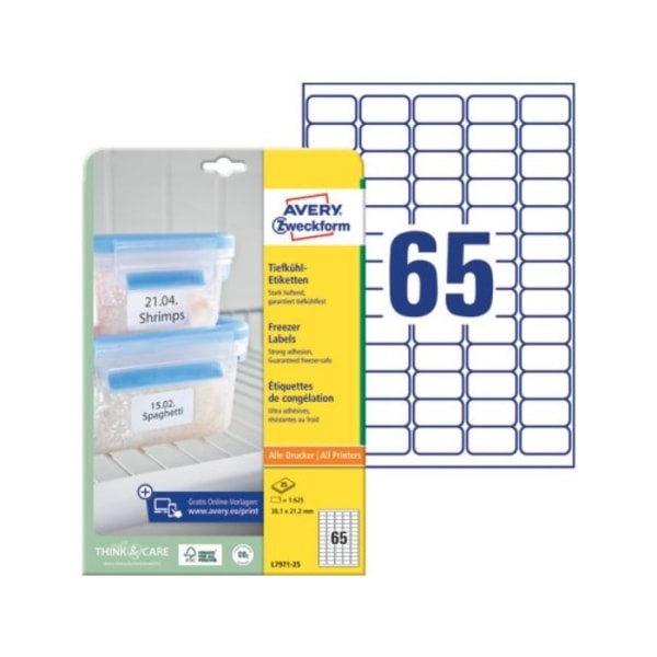Etikett AVERY FREEZER 38,1x21,2 1625/fp