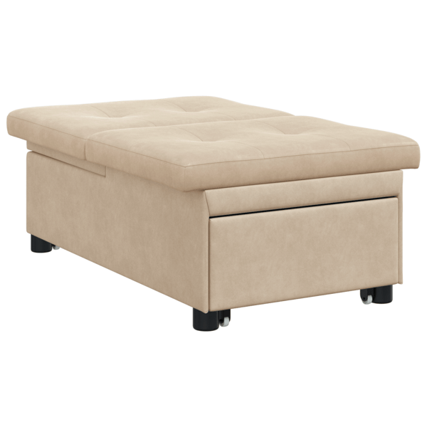 Pull Out Sofa Bed Kräm 194 x 67 x 82 cm Mikrofiber