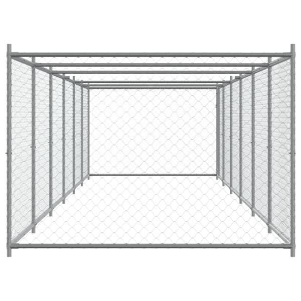 Hundgård med dörr grå 12x2x1,5 cm galvaniserat stål