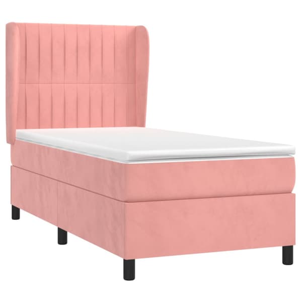 Ramsäng med madrass rosa 100x200 cm sammet