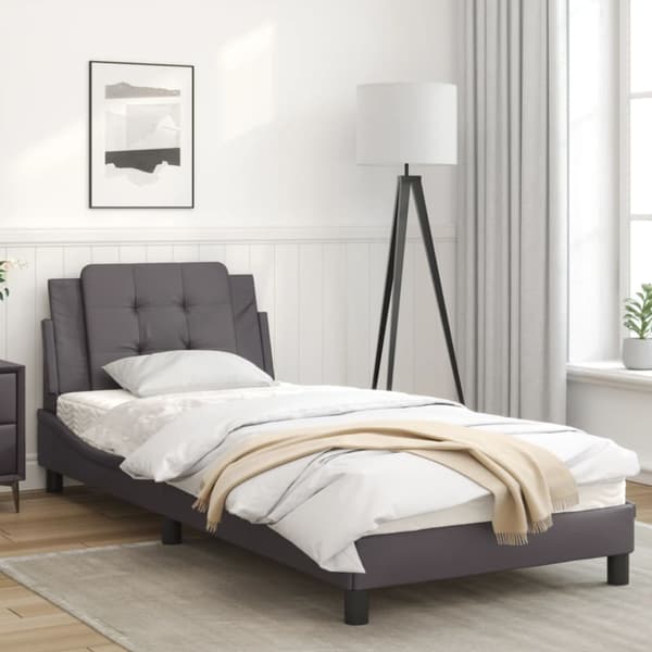 Bed Frame with LED without Mattress "Zadar" Grey 80x200 cm
