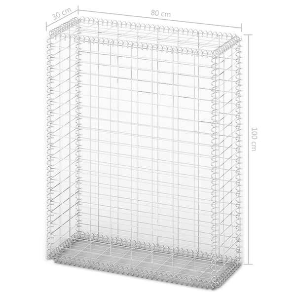 Gabionkorg med lock galvaniserad tråd 100 x 80 x 30 cm