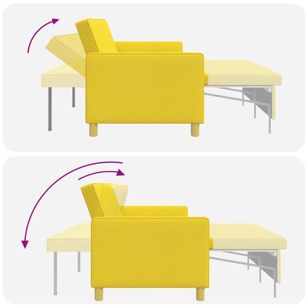Pull Out Sofa Bed Ljusgul Tyg