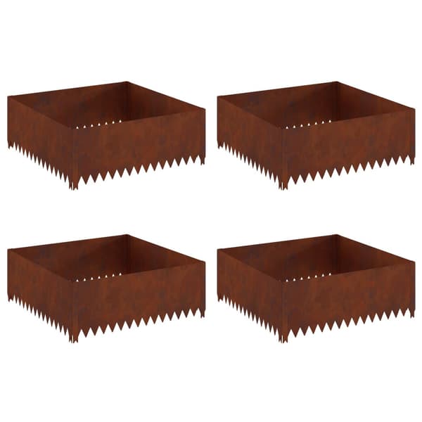 Kant för gräsmatta 4 pcs 100 x 100 x 35 cm Stål Rostig