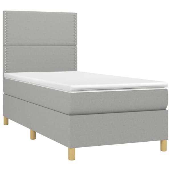 Ramsäng med madrass ljusgrå 100x200 cm tyg