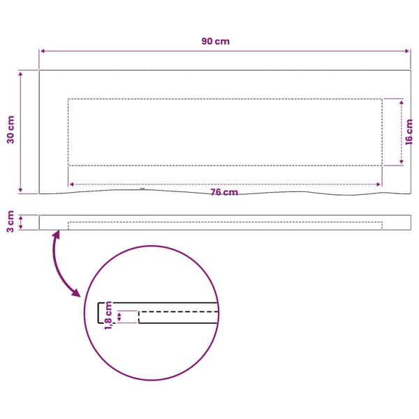 Rektangulärt Bordsskiva 90 x 50 x 3,5 cm Rektangulär Vit