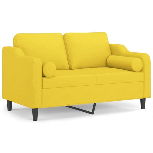 2-sits soffa med prydnadskuddar ljusgul 120 cm tyg