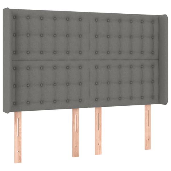 Ramsäng med madrass & LED mörkgrå 140x190 cm tyg