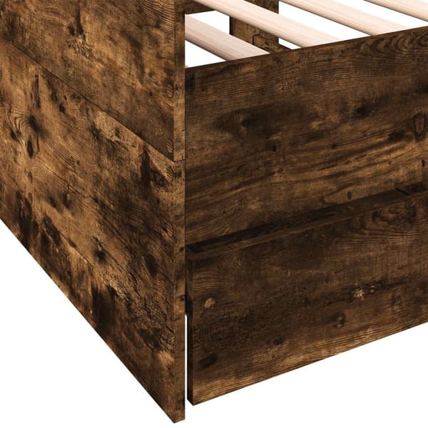 Sängram med förvaring Rökt ek 80 x 200 cm Konstruerat trä