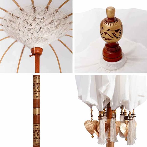 Balinesisk Parasol Kräm 190 x 190 x 260 cm Bomull