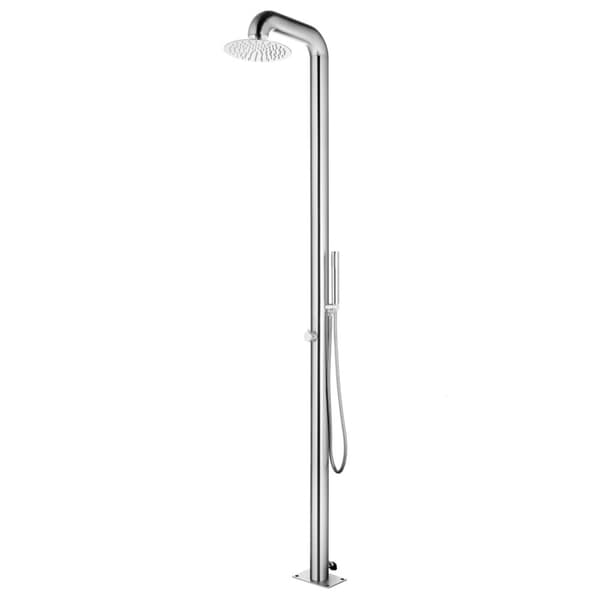 Trädgårdsdusch med grått golv 230 cm rostfritt stål