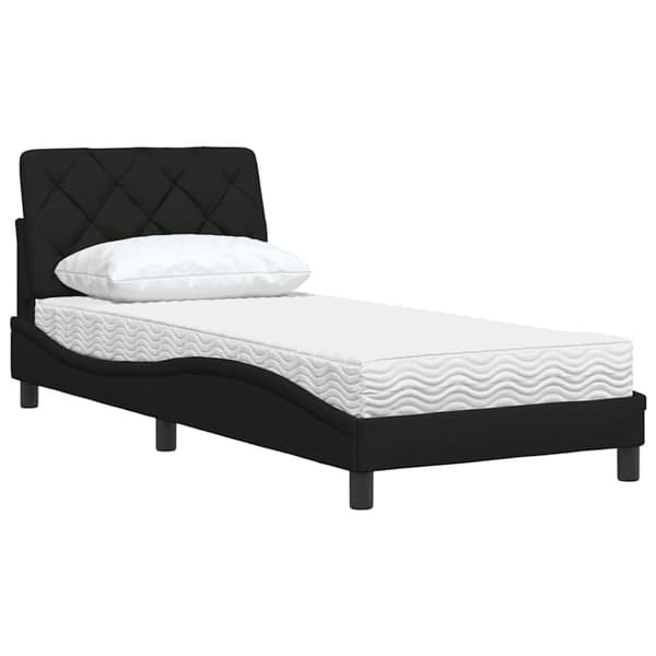 Bed with Mattress Black 90x200 cm Fabric