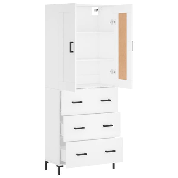 Högskåp vit 69,5x34x180 cm konstruerat trä