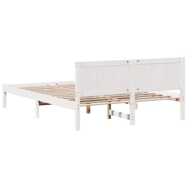 Sängram Vit 160 x 200 cm Massivt tallträ
