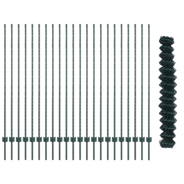 Kedjegaller med stolpe 25 x 1,6 m PVC-belagda stål Grön Mesh